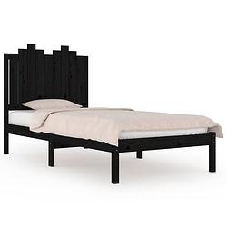 Foto van The living store bedframe - klassiek houten - 205.5 x 95.5 x 110 cm - massief grenenhout - zwart