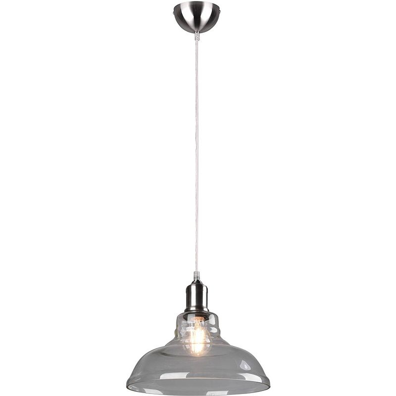 Foto van Led hanglamp - trion aldin - e27 fitting - rond - mat nikkel - aluminium