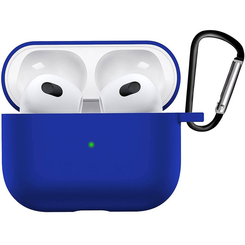 Foto van Basey hoesje voor airpods 3 hoesje silicone case cover - hoes voor airpods 3 case siliconen hoes - donker blauw