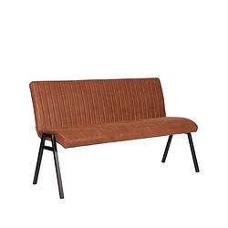 Foto van Label51 eetkamerbank matz - cognac - microfiber - 145 cm