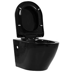 Foto van Vidaxl hangend toilet randloos keramiek zwart