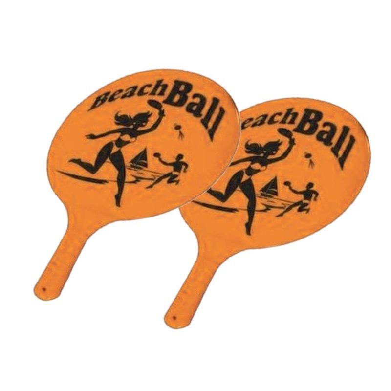 Foto van Kunststof beachball set oranje - beachballsets