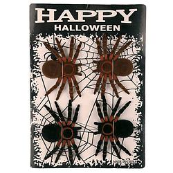 Foto van Faram nep spinnen/spinnetjes 8 cm - zwart/bruin - 4x stuks - horror/griezel decoratie beestjes - feestdecoratievoorwerp