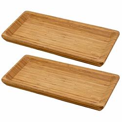 Foto van Set van 3x stuks bamboe houten tapas kaasplankjes/serveerplankje 25 x 13 cm rechthoekig - borrelplanken/kaasplankjes