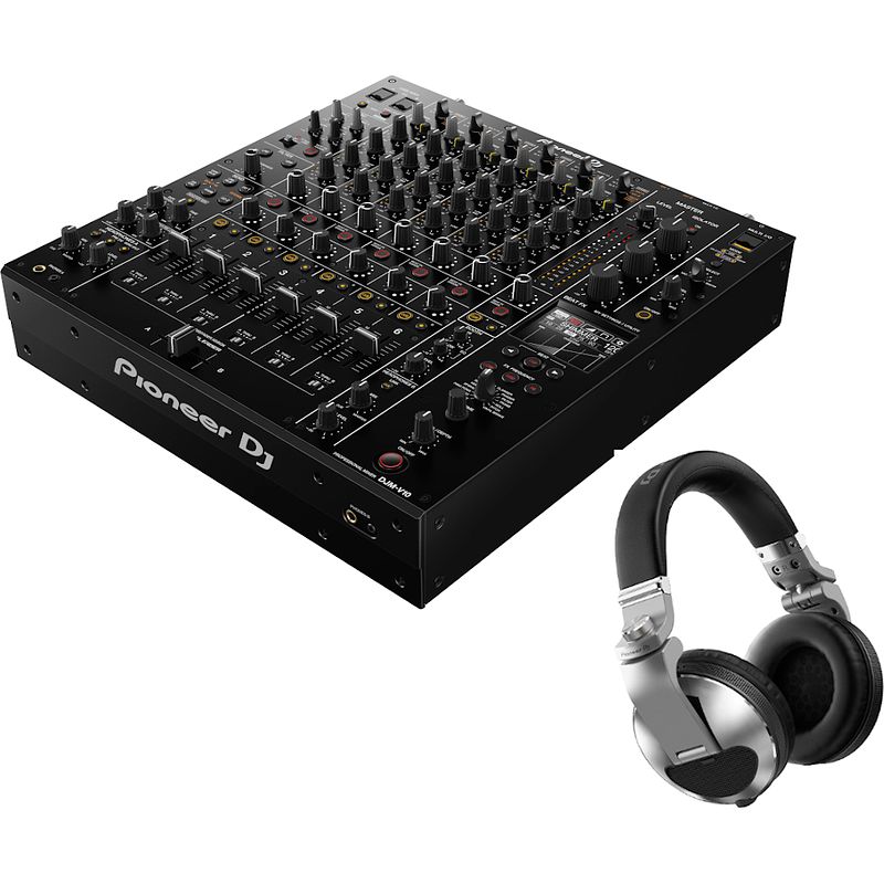 Foto van Pioneer dj djm-v10 + pioneer hdj-x10-s dj koptelefoon zilver