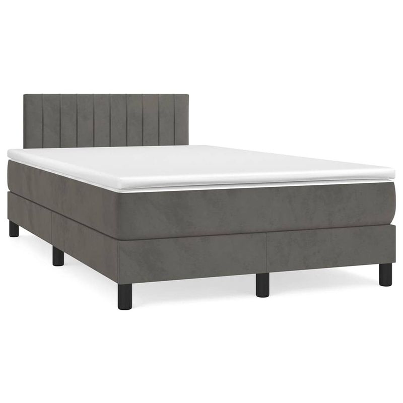 Foto van The living store boxspringbed - fluweel - 203 x 120 x 78/88 cm - donkergrijs - pocketvering