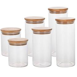 Foto van Set van 6x stuks glazen voorraadpotten/voorraadbussen 1700ml - 1200ml - 900ml - voorraadpot