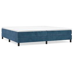 Foto van The living store boxspringframe - donkerblauw - 203 x 200 x 25 cm - fluweel - ondersteunende poten - multiplex