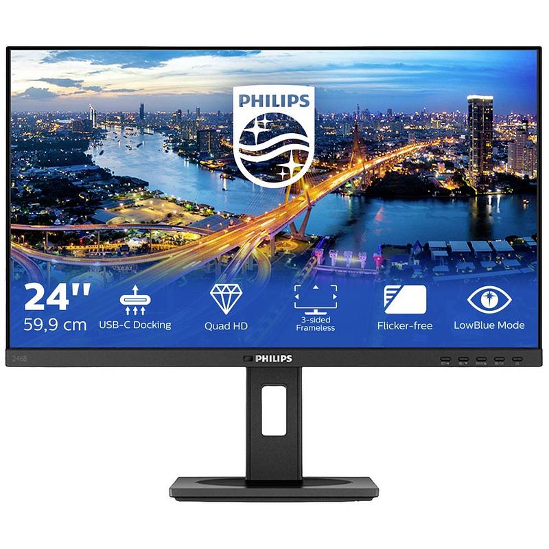 Foto van Philips 246b1/00 lcd-monitor 68.6 cm (27 inch) energielabel e (a - g) 4 ms hdmi, usb-a, displayport, usb-c® ips lcd