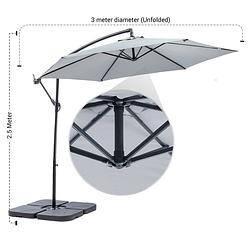 Foto van Maxxgarden zweefparasol - parasol set met tegels - ø300 cm (grijs)