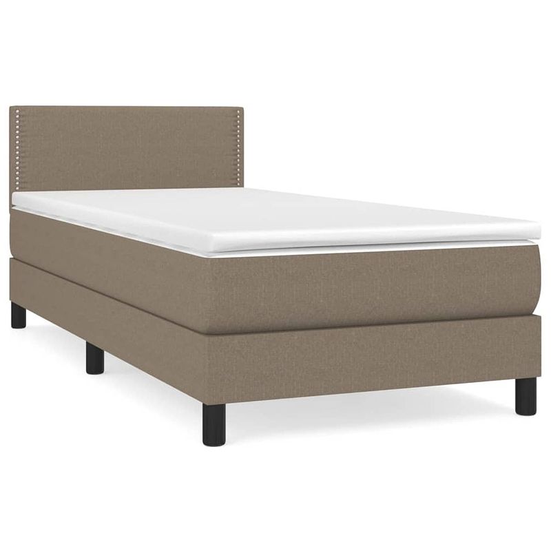 Foto van The living store boxspringbed - taupe - 203 x 90 x 78/88 cm - pocketvering matras - middelharde ondersteuning -