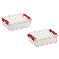 Foto van 3x stuks opbergboxen/opbergdozen 1 liter kunststof transparant/rood - opbergbox