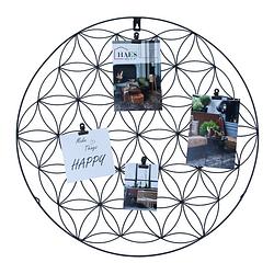 Foto van Haes deco - industrieel metalen rond wandrek heidal zwart 50 cm - la772hs