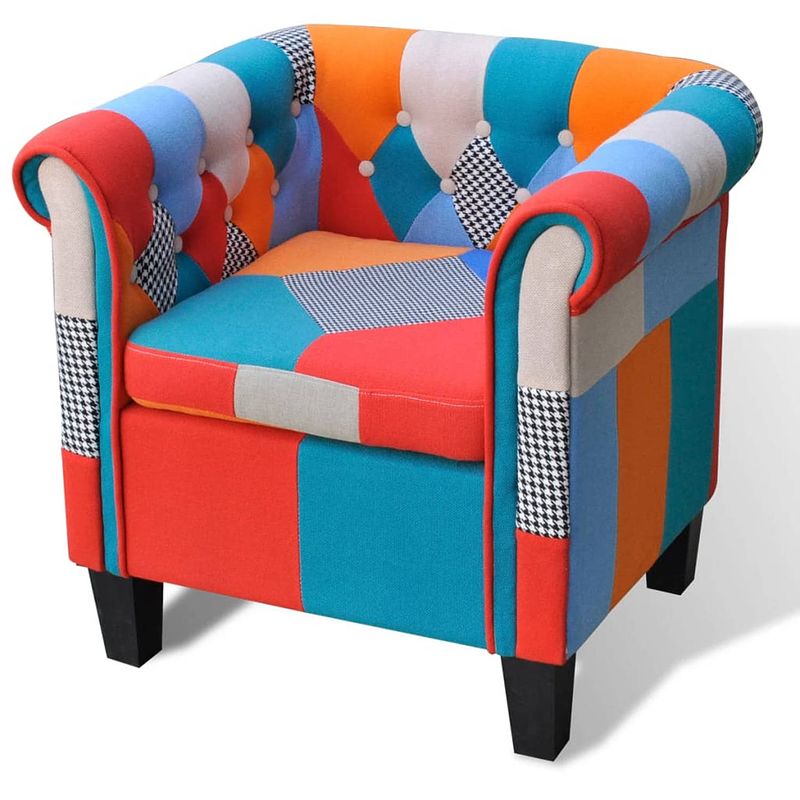 Foto van Vidaxl fauteuil met patchwork stof meerkleurig