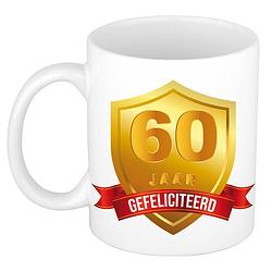 Foto van Gouden wapen 60 jaar mok / beker - verjaardag/ jubileum - cadeau 60 jaar getrouwd/huwelijksjubileum - feest mokken