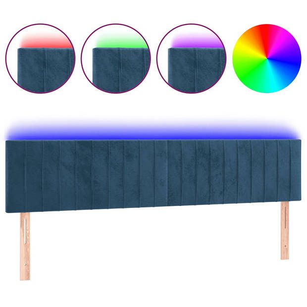 Foto van Vidaxl hoofdbord led 180x5x78/88 cm fluweel donkerblauw