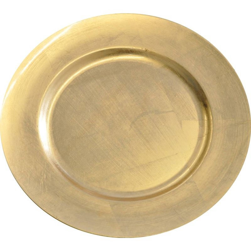 Foto van 4x ronde gouden glimmende onderborden 33 cm voor een diner - onderborden