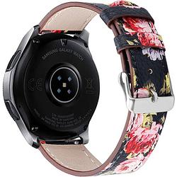 Foto van Smartphoneclip - bandje leer pink flower - voor galaxy watch 46mm