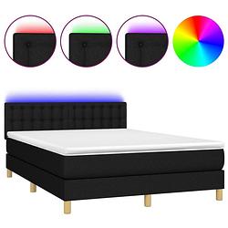 Foto van The living store boxspring bed - led - pocketvering matras - huidvriendelijk topmatras - 193x144x78/88cm - zwart