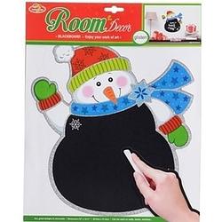Foto van Kerst decoratie sneeuwpop krijtbord sticker 31 x 38 cm - feeststickers