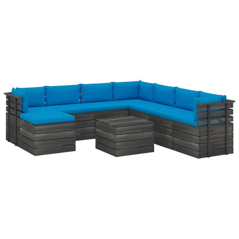 Foto van Vidaxl 9-delige loungeset pallet met kussens massief grenenhout