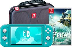 Foto van Nintendo switch lite turquoise + zelda: tears of the kingdom + bigben beschermhoes