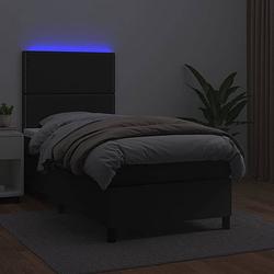 Foto van The living store boxspring met matras en led kunstleer zwart 80x200 cm - bed