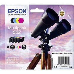 Foto van Epson inkt combipack t02v64, 502 origineel zwart, cyaan, magenta, geel c13t02v64010