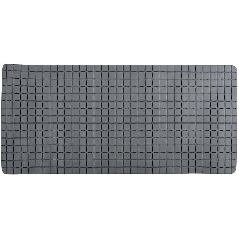 Foto van Msv douche/bad anti-slip mat badkamer - rubber - grijs - 76 x 36 cm - badmatjes