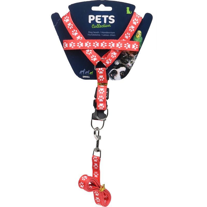 Foto van Dogs collection hondentuigje met riem 120 cm polyetheen rood