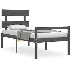 Foto van The living store massief grenenhouten bedframe - grijs - 205.5 x 105.5 x 81 cm - geschikt voor 100 x 200 cm matras -