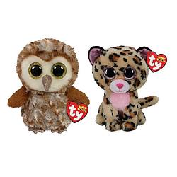 Foto van Ty - knuffel - beanie boo's - percy owl & livvie leopard