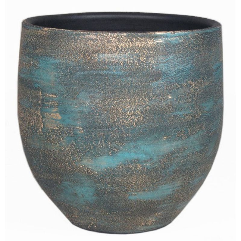 Foto van Floran - pot madeira d24 h24 cm blauw goud keramiek