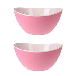 Foto van 2x stuks salade schalen/slakommen - roze - kunststof - 3500 ml - saladeschalen