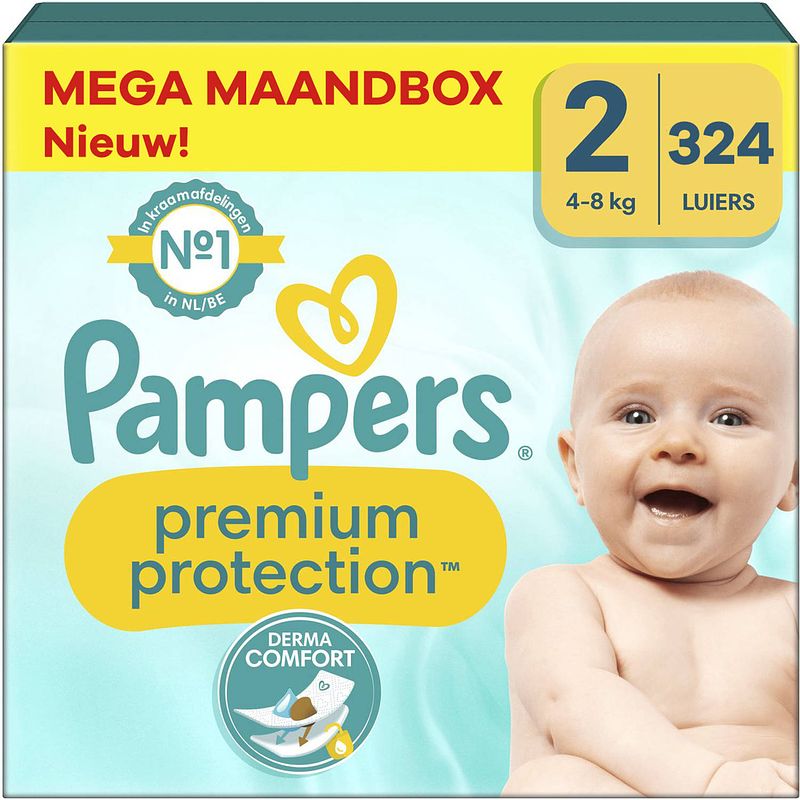 Foto van Pampers - premium protection - maat 2 - mega maandbox - 324 stuks - 4/8 kg