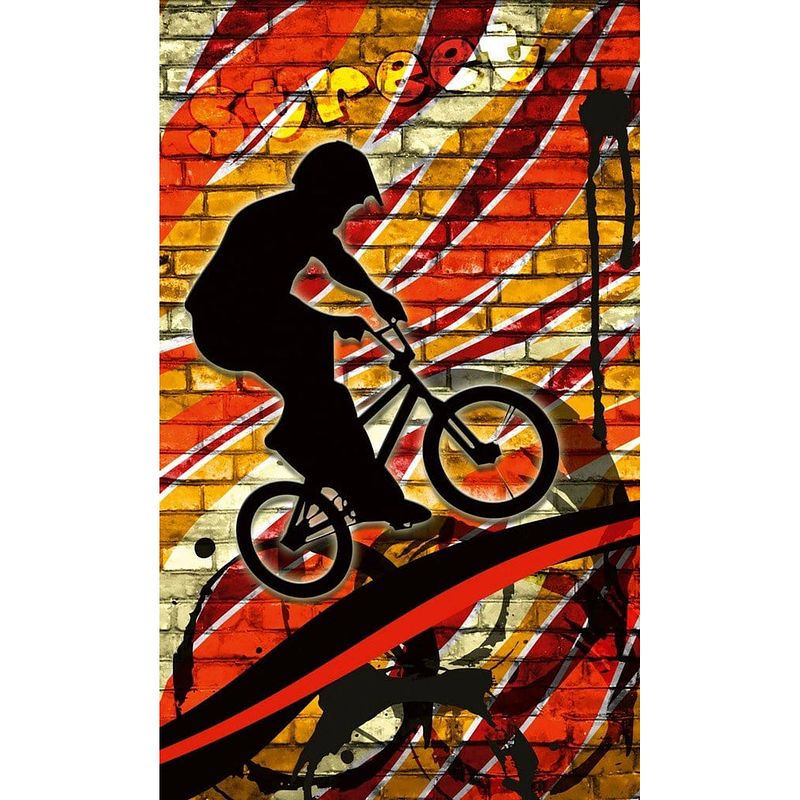 Foto van Dimex bicycle red vlies fotobehang 150x250cm 2-banen