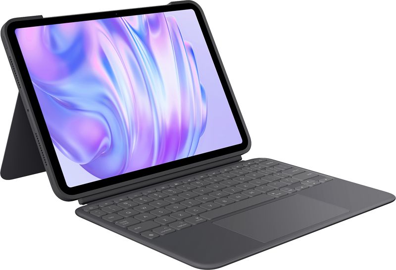 Foto van Logitech combo touch apple ipad pro 11" (2024) toetsenbord hoes qwerty grijs