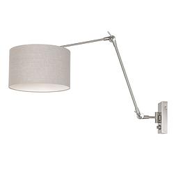 Foto van Steinhauer wandlamp prestige chic 8107 staal kap grijs linnen