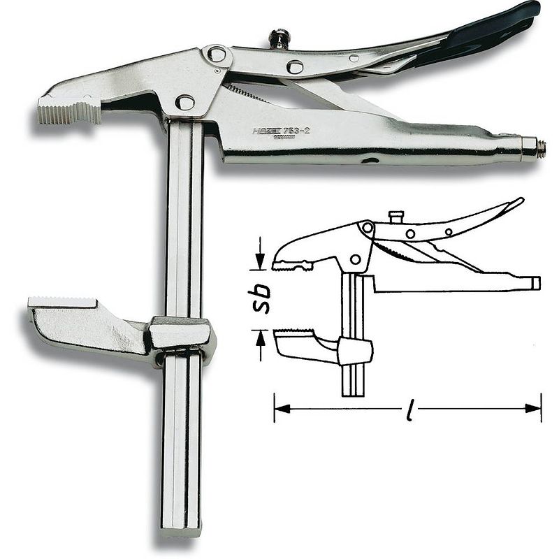 Foto van Hazet 753-2 griptang recht met uitsparing voor prisma 5 - 75 mm 260 mm