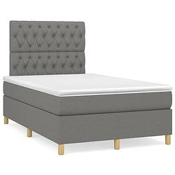 Foto van The living store boxspringbed - pocketvering - 203 x 120 x 118/128 cm - donkergrijs