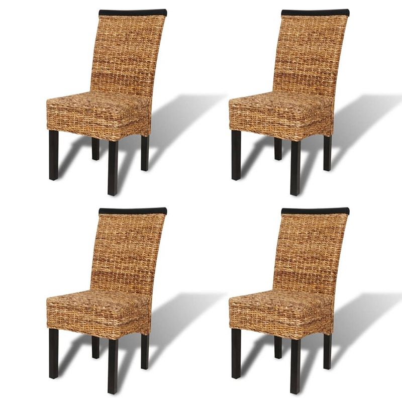 Foto van The living store abaca geweven stoelen - set van 4 - 47 x 50 x 97 cm - bruin