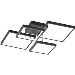 Foto van Led plafondlamp - plafondverlichting - trion soranto - 24w - warm wit 3000k - dimbaar - vierkant - mat zwart - aluminium