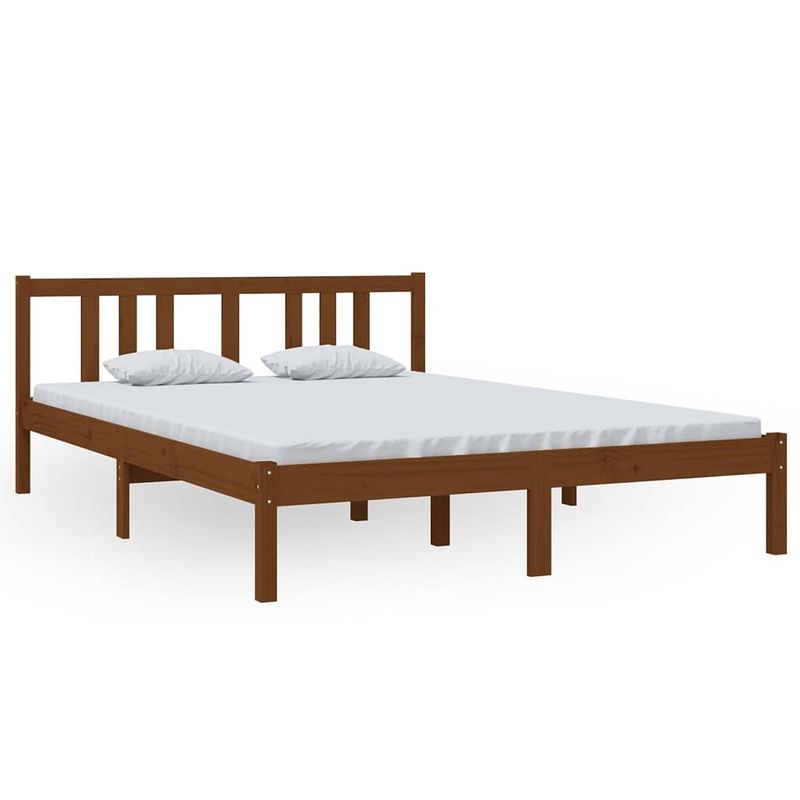 Foto van The living store bedframe grenenhout - 140 x 200 cm - honingbruin - stabiel - comfortabel