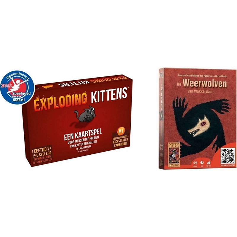 Foto van Spellenbundel - kaartspel - 2 stuks - exploding kittens & weerwolven van wakkerdam