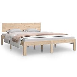 Foto van The living store bedframe massief grenenhout - bedframe - afmeting- 195.5 x 143.5 x 69.5 cm - ken- multiplex