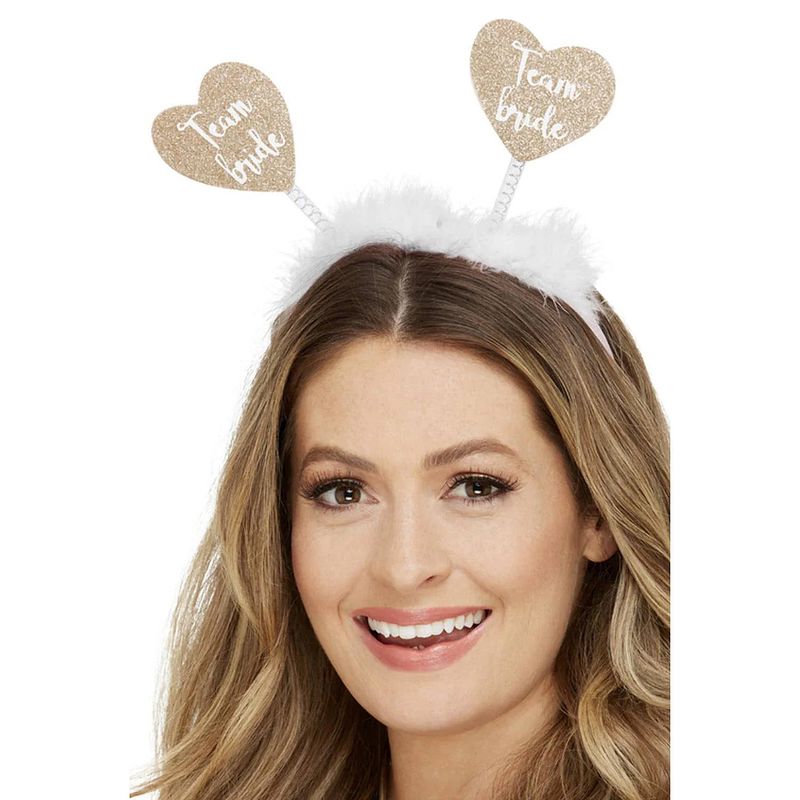 Foto van Smiffys diadeem/tiara team bride - wit/goud - polyester - 25 x 25 cm - vrijgezellenfeest - verkleedhoofddeksels