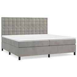 Foto van The living store boxspringbed - - bed - 203 x 200 x 118/128 cm - lichtgrijs