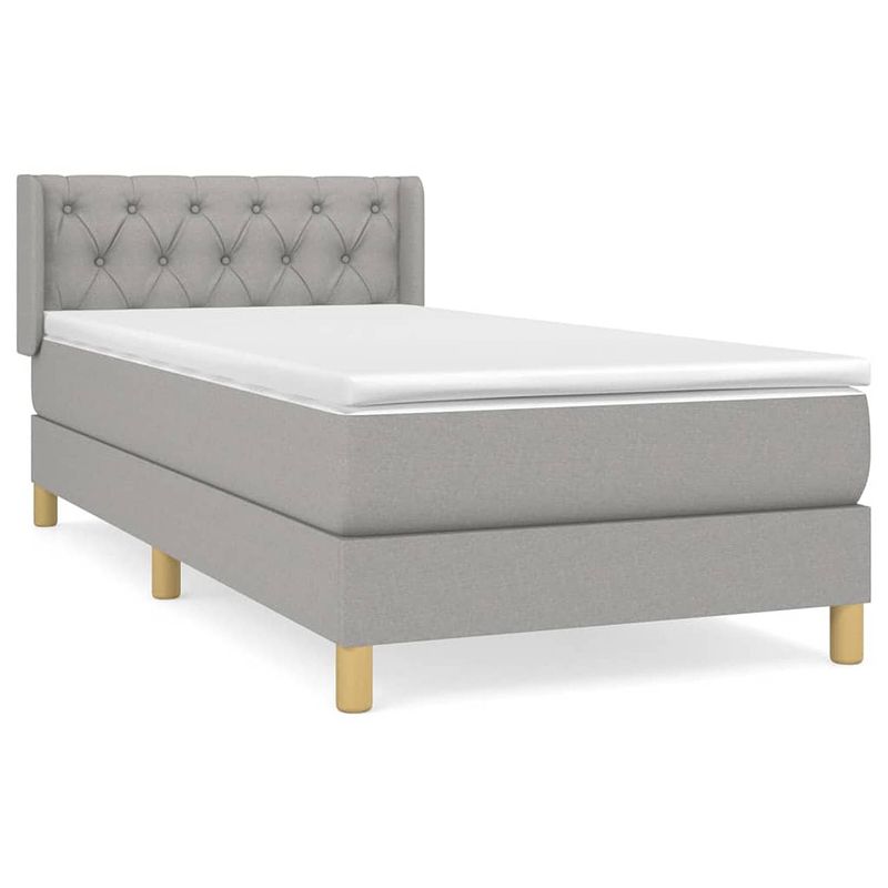 Foto van The living store boxspringbed - lichtgrijs - 203 x 83 x 78/88 cm - pocketvering matras - middelharde ondersteuning -