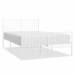 Foto van Vidaxl bedframe met hoofd- en voeteneinde metaal wit 120 x 190 cm