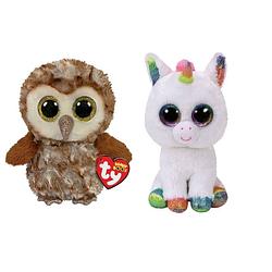 Foto van Ty - knuffel - beanie boo's - percy owl & pixy unicorn